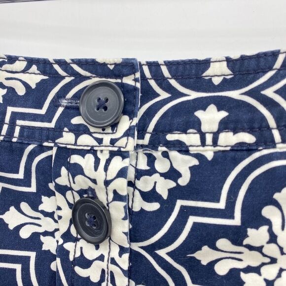 J. Crew Skirt button front paisley blue cream 4 XS - Picture 5 of 9